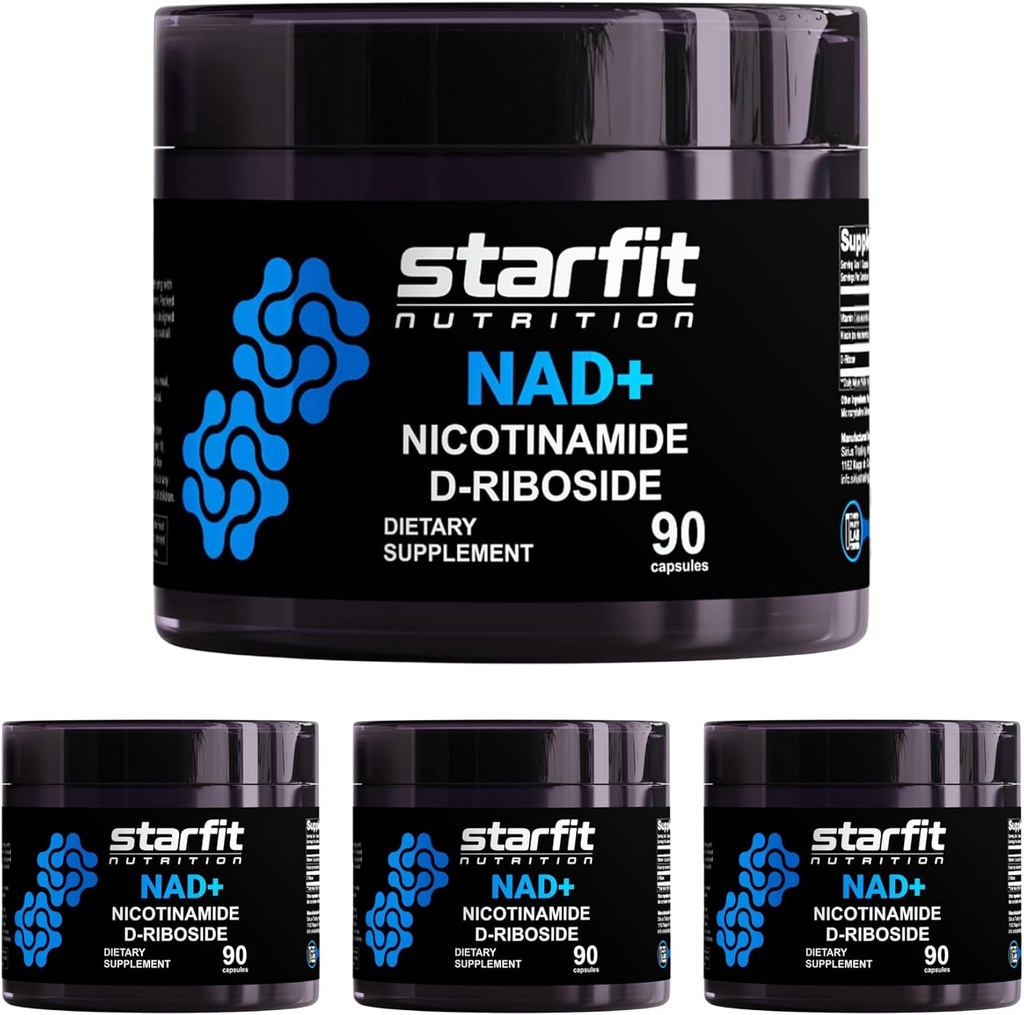 STARFIT - Nicotinamidă D-Ribosidă, Nicotinamidă Ribozidă pentru susţinerea NAD+ Nivele, focalizare și supliment energetic, suport metabolic Nicotinamidă Ribozide NAD Supliment, 360 capsule