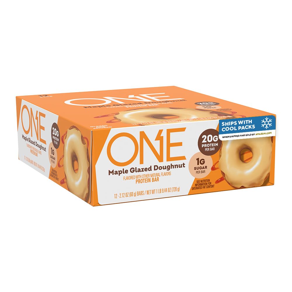 One Proteine Bars, Maple Glazed Doughnut, Gluten Gratuit cu 20g Proteine și 1g Zahăr, Cămar Capse, 2,12 oz (12 Conte)