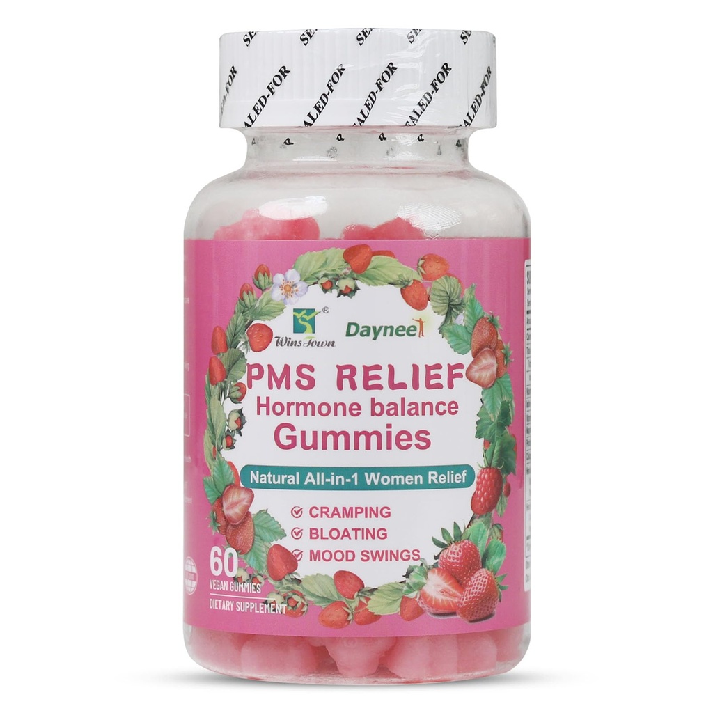 PMS Relief Hormone Echilibru Gummies, Menstrual Cramp Relief & Menopauză de sprijin, 60 Conte