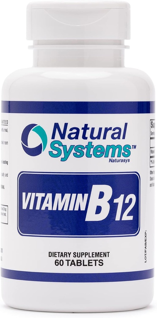 Vitamina B12 60 Tablete 1000 mcg de sisteme naturale - B12 Vitamine 1000 mg pentru adulți ajută la stimularea memoriei * - Vitamina B12 1000 mcg pentru o bună digestia * - vitamina B12 suport metabolic energetic *