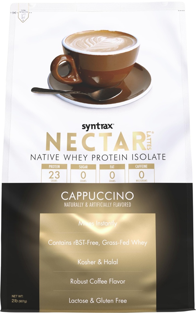Syntrax Nutrition Nectar Lattes, 100% Whey Proteine Izolate Pulbere, Cappuccino, 2 lbs
