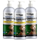 Lichide de sănătate Animale de companie K9 Omega 3 ulei de pește pentru câini - lichid Omega 3 Supliment pentru animale de companie cu EPA + DPA + DHA - Reduceți mâncărime și vărsare, articulații de sprijin, imunitate, creier, inima de sănătate - Statele Unite ale Americii Made (3 Pack)