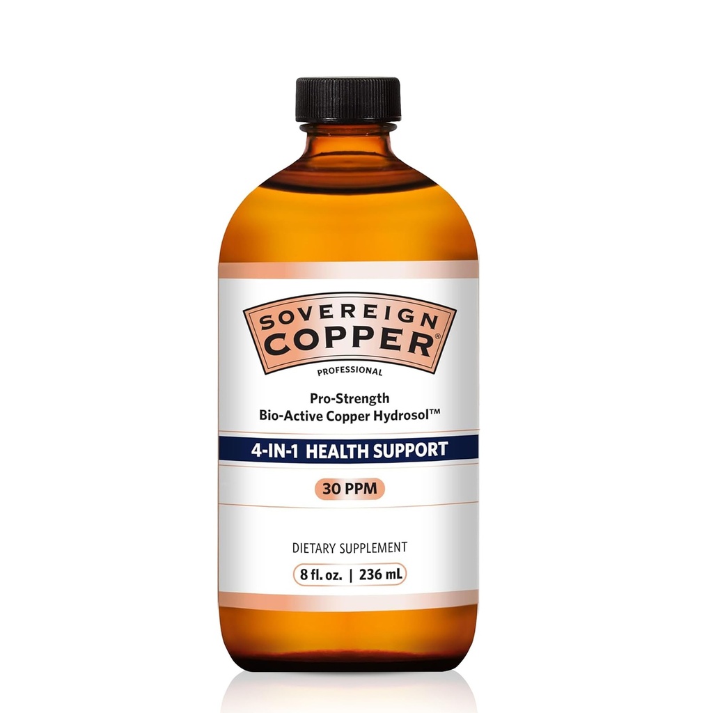 Hidrosol de cupru bio-activ - Supliment lichid de cupru biodisponibil pentru adulţi şi copii cu hidrosol pentru păr, piele, & Nails, 30ppm - 8 fl oz (237ml)