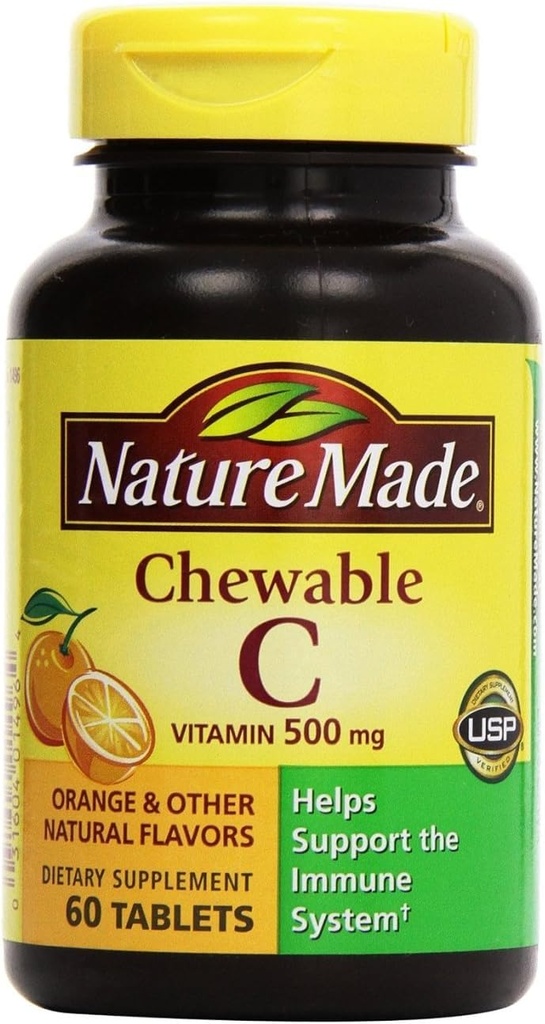 Naturale Made - Vitamina C 500 mg, 120 comprimate masticabile (Twin Pack 2 x 60)