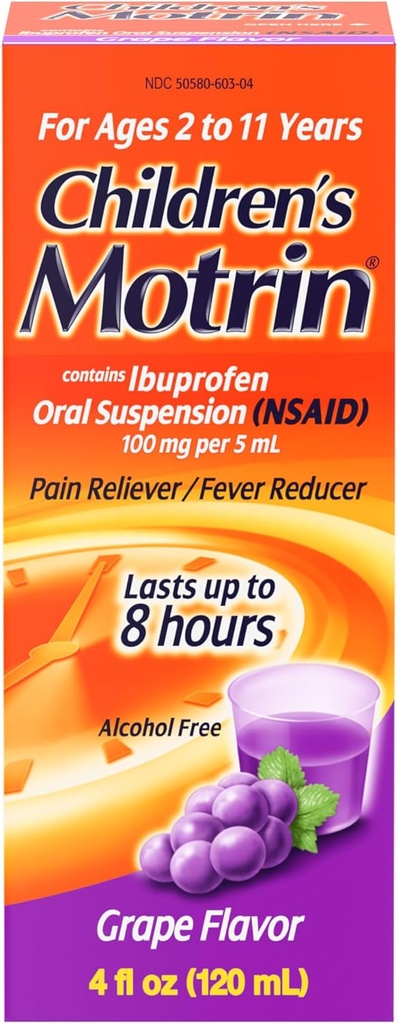 Copii Motrin suspensie orală, durere de relief, Ibuprofen, struguri aromate, 4 Oz
