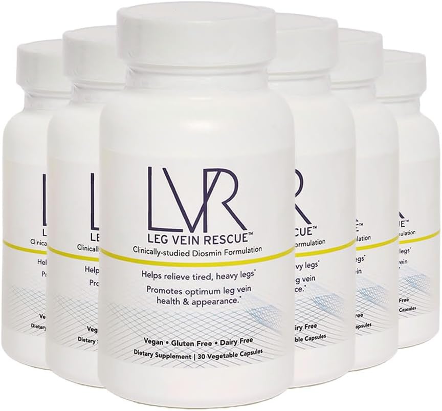 Studiat clinic Diosmin Varicose Vein și Leg Circuulație Suport 120 zile de aprovizionare - Spider Veins & Leg Edema Relief Citrus Bioflavonoids Suplimentul de sănătate naturală (6 sticle)