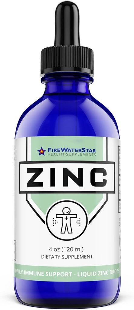 FWS supliment de zinc lichid pentru bărbați Femei Copii, Organic non-GMO Vegan, Ionic picaturi sulfate de zinc, Sistem imunitar Boost Skin Healthy Suport Global Wellness, 60 de zile de aprovizionare, 4 oz