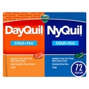 Vicks DayQuil & NyQuil Co-Pack, Rece & Medicina gripală, Puternic Multi-Simptom Daytime & Relief pe timp de noapte pentru dureri de cap, Febră, Sore gât, dureri minore & dureri, & Tuse, 72ct