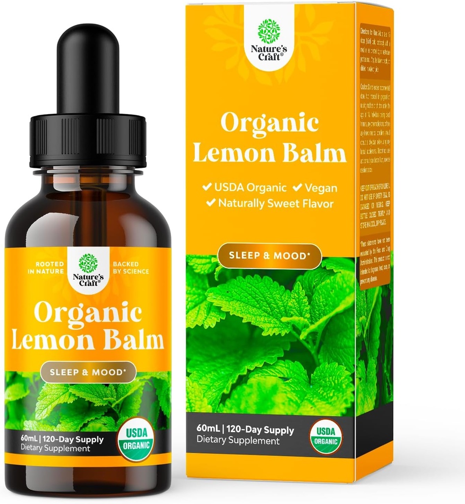 Organic Lemon Balm Leaf Liquid Extract for Immune Support - Lemon Balm Tincture for Mood & Relaxation Support - Organic Tincture Leaf Drops for Adults & Kids Dietary Supplement - 2OZ - 120 Day Supply