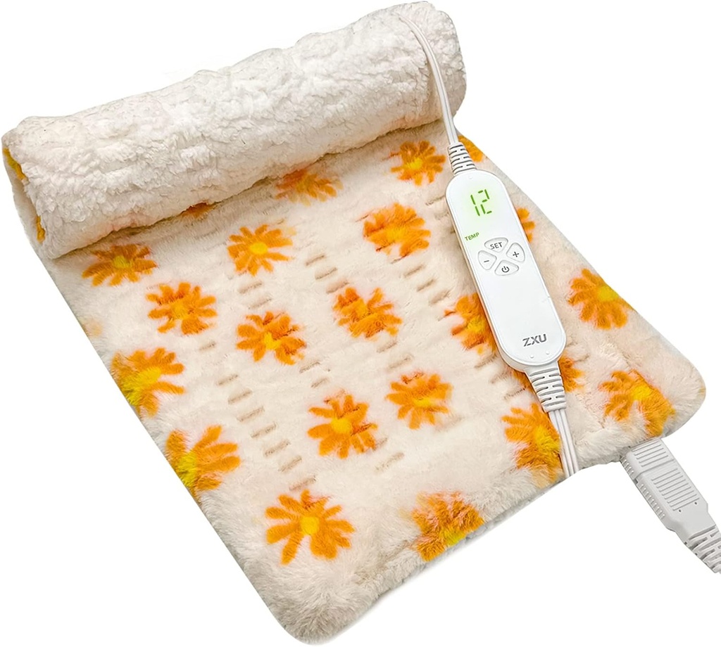 Pad de încălzire ZXU pentru ajutor dureri de spate și cramps Relief- Ultra moale Sherpa Pad de încălzire, XL King Dimensiune 12" x 24," 12 Nivele de căldură & 1-24H Auto Off, Stay on Function Hot Heated Pad, Masina de spalat