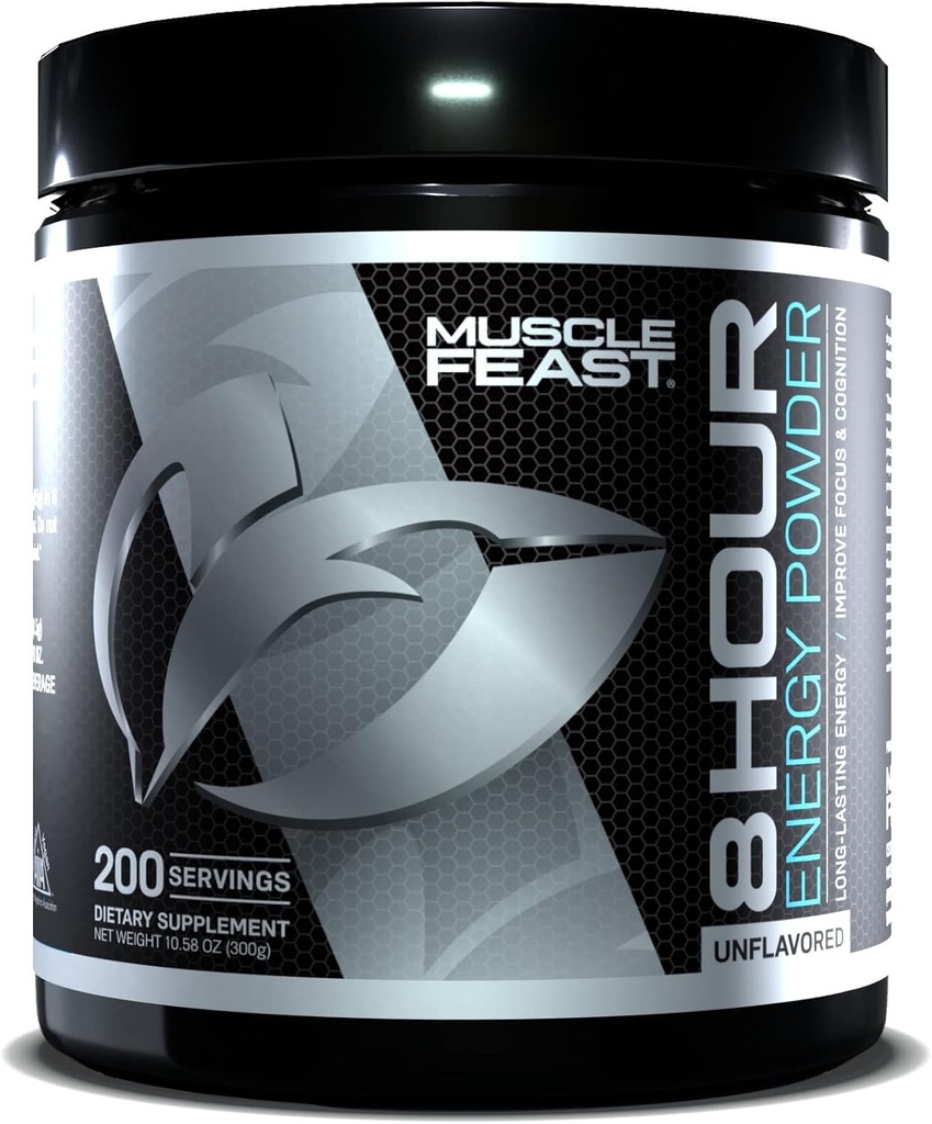 Muscle Feast 8 Hour Energy Toate naturale Keto-Friendly Zahar-Free Zero Calorie, Nearomat, 300g