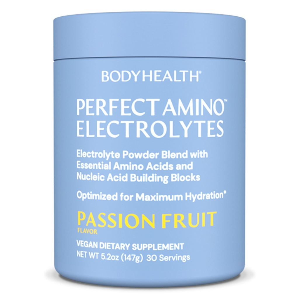 BodyHealth Perfect Amino Electroliti Pulbere Nu Zahăr, Hidratare Fasting Keto Zero Electrolitii de zahăr Băutură Mix cu Minerale Trace - Fructe Pasiune - 30 Serviri