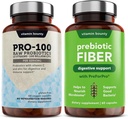 Vitamina Bounty Pro-100 Probiotice & Prebiotic Fiber Bundle: Ultimate Gut Health Support cu 13 Strains, 100 miliarde CFU, zinc & vitamina C, capsule cu eliberare întârziată - 90 capsule