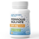 Puregen Labs Ferrous Sulfate 325 mg (65 mg Elemental Iron) Supliment de fier de mare potenta 