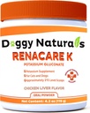 RenaCare K este pentru Renal K (Potasium Gluconate) Supliment de potasiu Pulbere pentru câini și pisici, (4 oz) cu aroma de ficat de pui - 215 Nivel Scoop (Made is U.S.A)