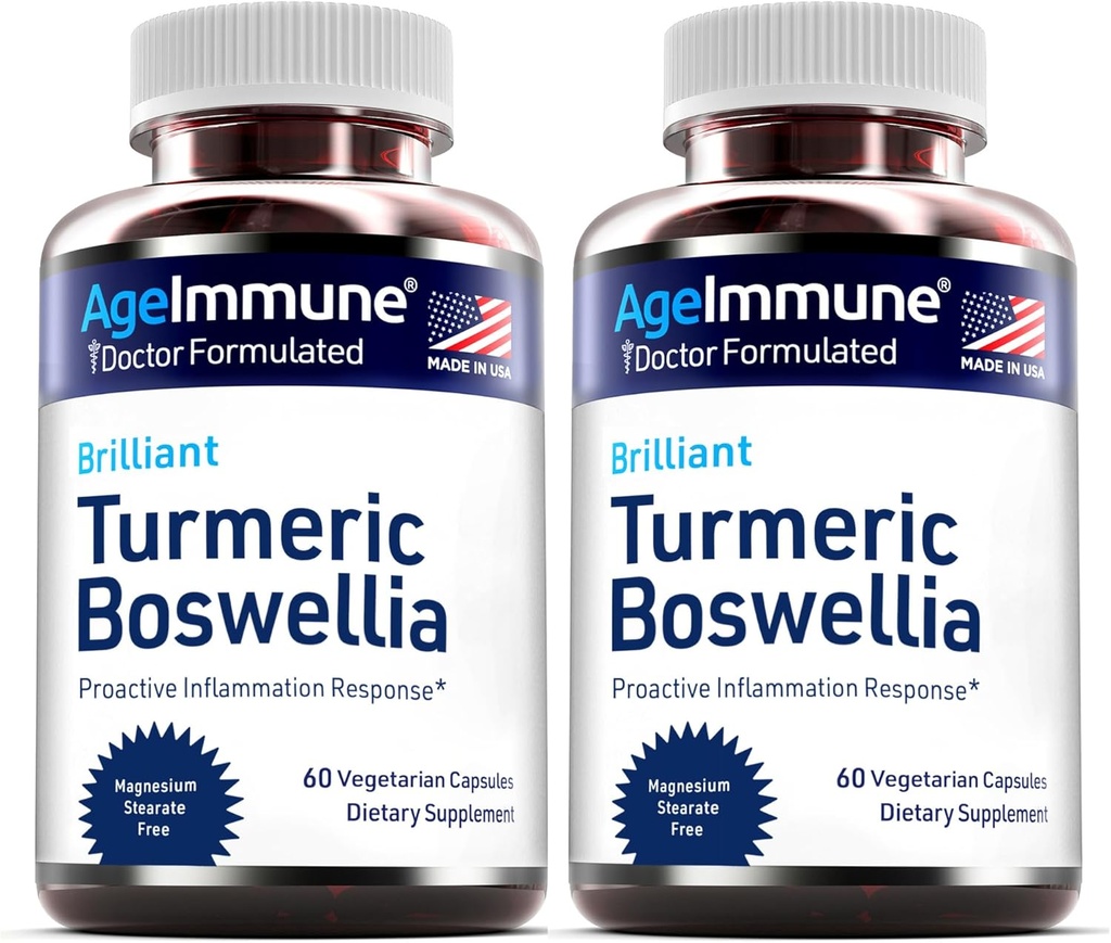 Supliment turmeric cu 65% extract Boswellia Serrata cu Pepper negru ca Bioperina - Inulin - Curcumin Turmeric 95% extract pentru răspuns inflamație sănătoasă și sănătate gută - 60 capsule - 2 ambalaj