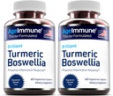 Supliment turmeric cu 65% extract Boswellia Serrata cu Pepper negru ca Bioperina - Inulin - Curcumin Turmeric 95% extract pentru răspuns inflamație sănătoasă și sănătate gută - 60 capsule - 2 ambalaj