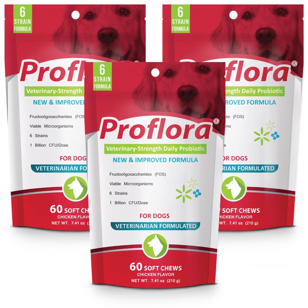 Proflora Probiotic Soft Chews pentru câini - Veterinar-Forngth Daily Probiotic - Digestion Health - Boost Immune System - Skin and Coat Health - 180 Soft Chews