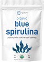 Pudră organică albastră Spirulina (Extract de Phycocianin), 60 Serviri - Fără miros de pește, 100% Proteină Vegană din alge verzi-albastru, produse alimentare luminoase naturale de colorat pentru piureuri, gătit, băuturi și gătit