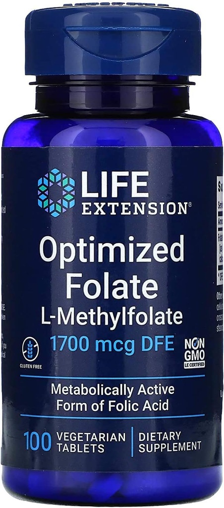 Extensie de viaţă Optimizată Folat L-metilfolat 1000 mcg Comprimate vegetariene 2 Ambalaj