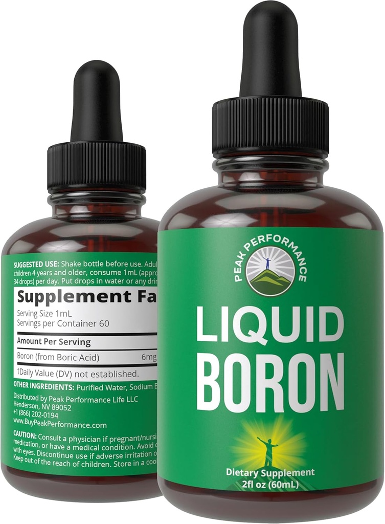 Supliment Bor lichid pentru bărbaţi şi femei. Mined in the USA. Vegan + Ionic Urme picături minerale cu biodisponibilitatea mare pentru Bone, sănătate comună. Zero zahăr, fără gust amar. Suplimente complexe Bor