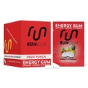 RUN GUM Fructe Punch Energie Gumă de mestecat 50mg Cafeină Taurină & B-Vitamina pe bucată, 24 Piese (Pachet de 12) Zahăr liber, Zero Calorie, Nu Aspartame, și Gluten gratuit, 1 ea