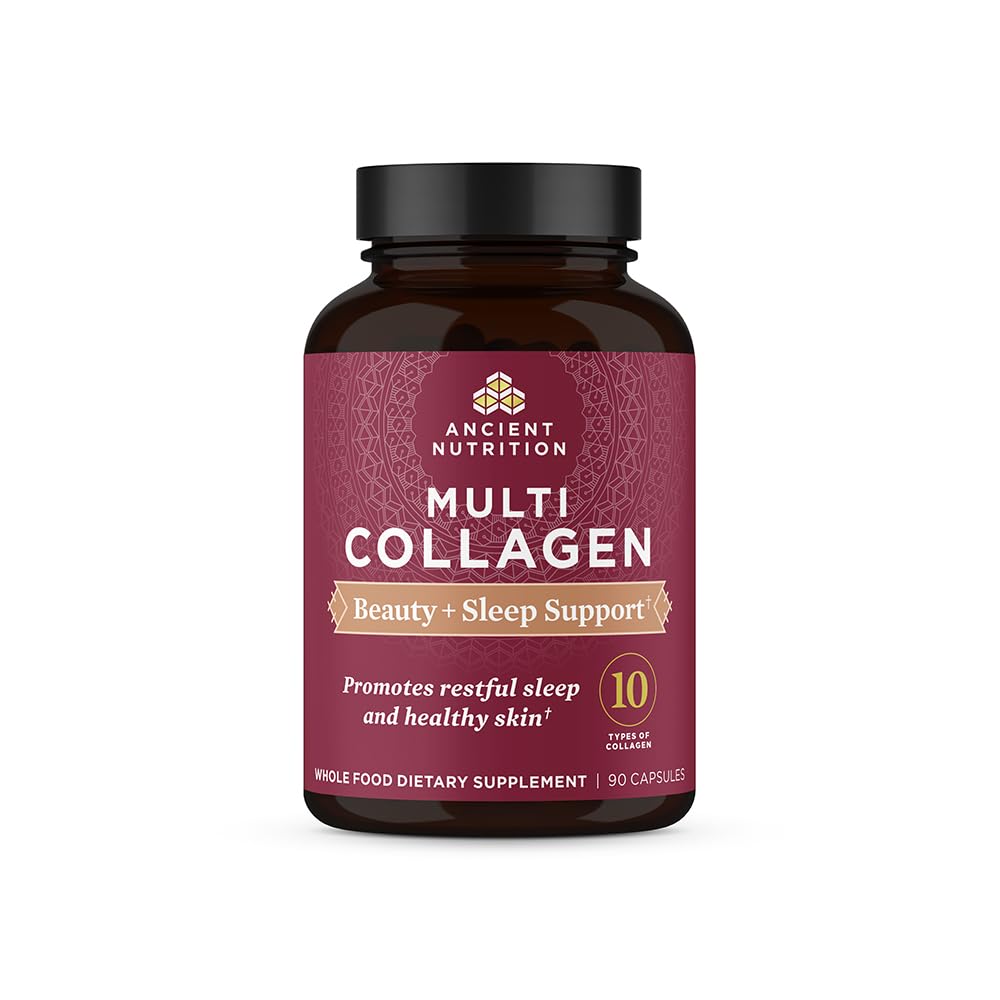 Nutriţie antică Colagen pastile pentru păr, piele şi unghii, frumuseţe + somn 90 Ct, supliment Colagen + magneziu, susţine piele şi unghii, somn, Paleo şi Keto prietenos, Gluten gratuit