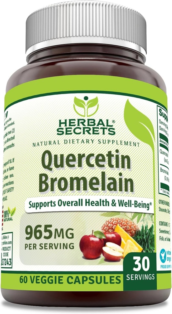 Secrete vegetale Quercetin 800 Mg cu Bromelain 165 Mg Supliment 