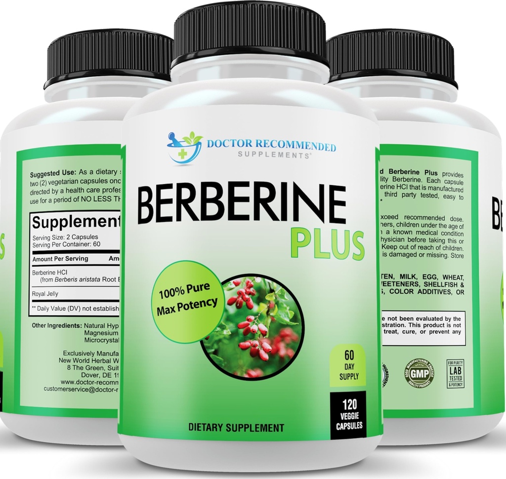 DOCTOR RECOMANDATE SUPLIMENTE Berberine Plus 1200mg per servire - 120 Capsule vegetale cu Jelly Royal