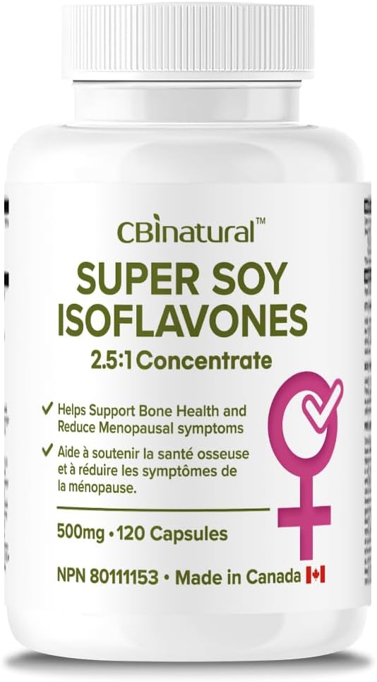 Soy Isoflavones 2.5:1 Extract 500mg (1250 mg echivalent), Suportă Femeie de Wellness, 120 Capsule Vegane, 4 luni de aprovizionare, non-GMO, Gluten gratuit