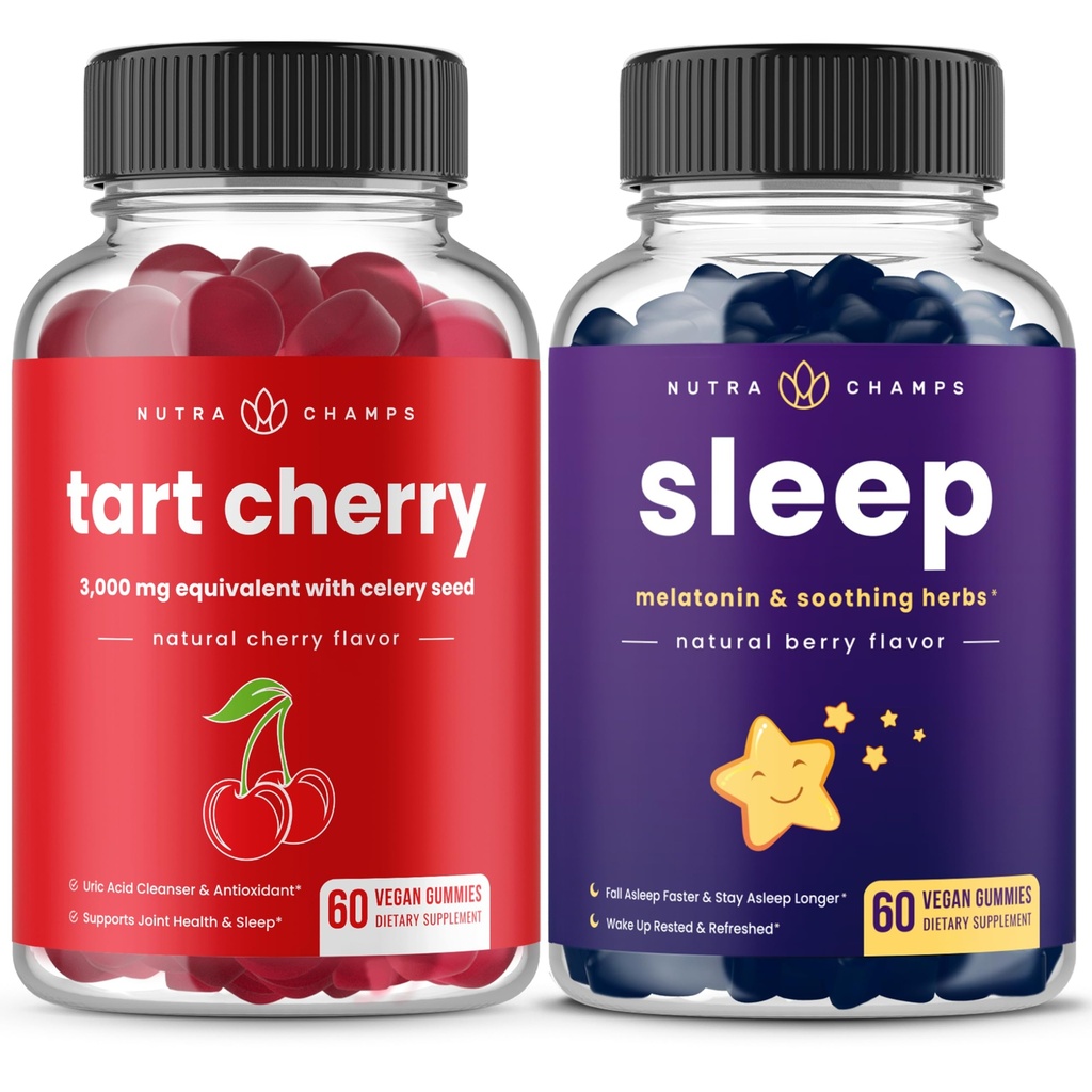 NutraChamps tartă Cherry & Sleep Gumries Bundle 