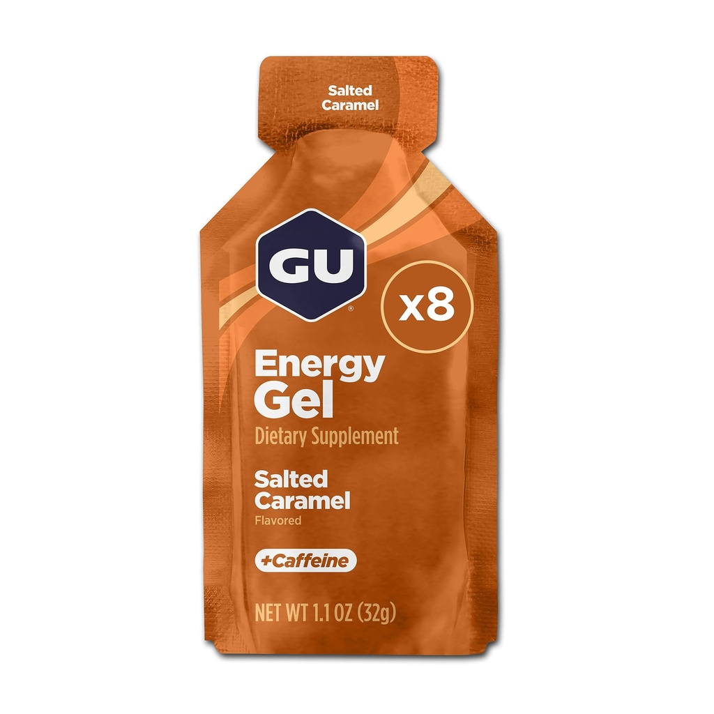 GU Energie Original Sports Nutrition Energy Gel, 8-Count, Salted Caramel
