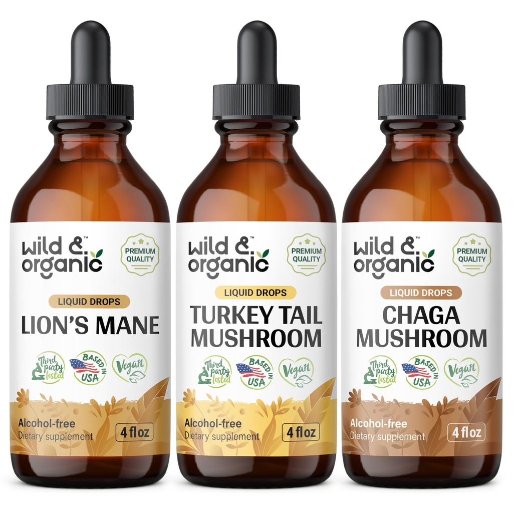 Coamă de leu sălbatic și organic, Coajă de curcan și ciucuri de ciuperci Chaga