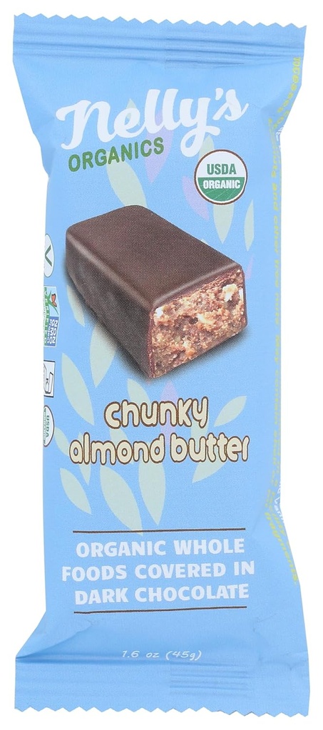 Nellys Organics Chocolate Chunky Almond Butter Bar, 1.6 Oz
