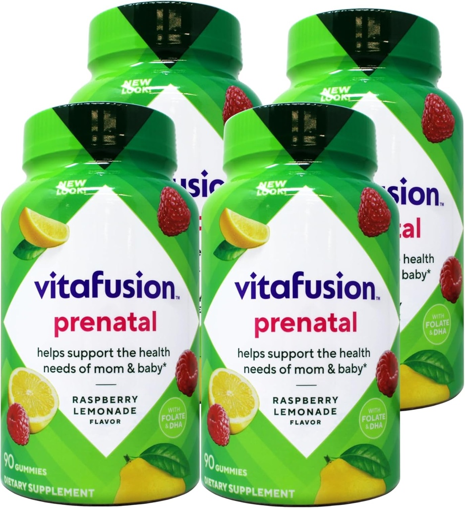 VitaFusion PreNatal Gummies, 90 Count (Pachet de 4)