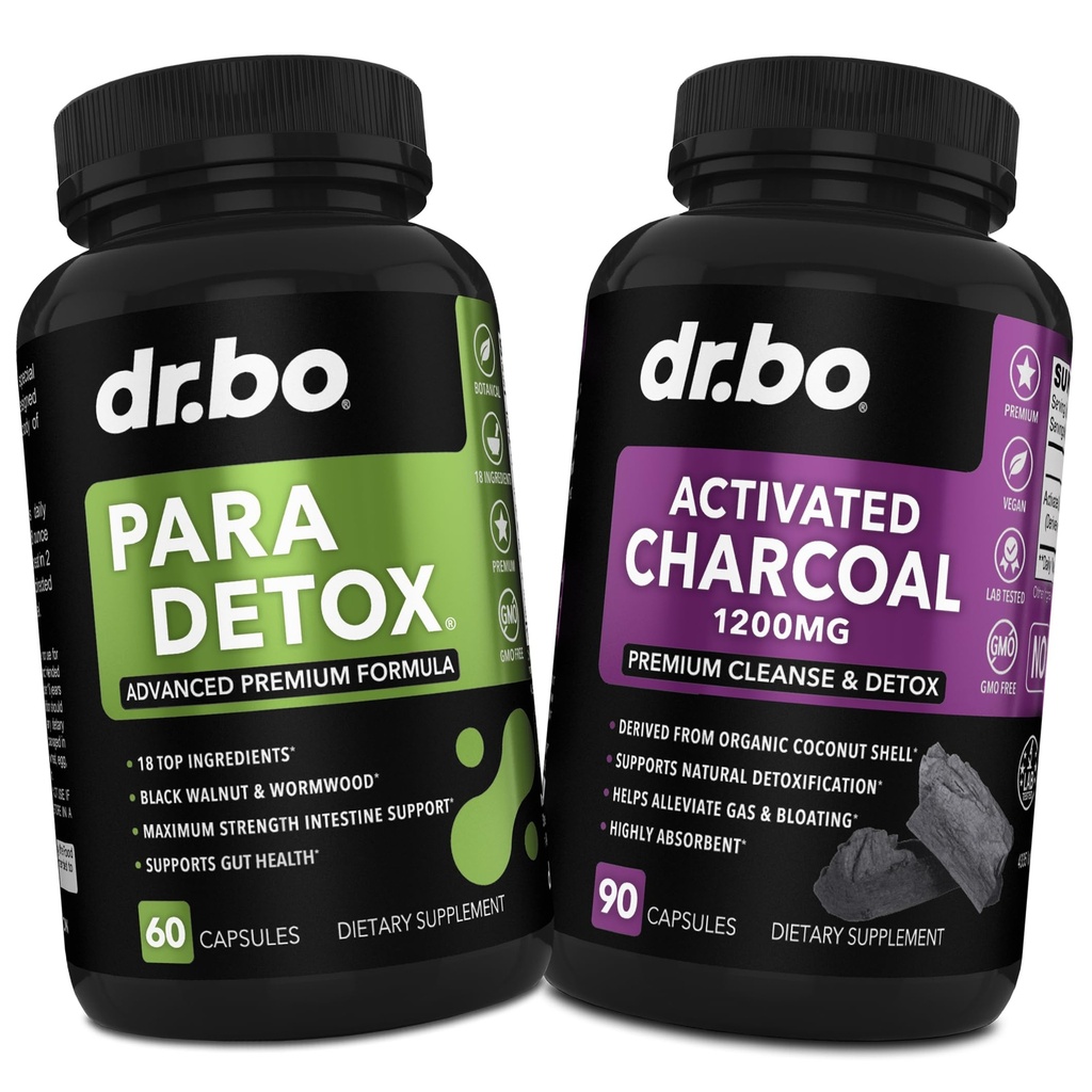 Body Detoxifiere Cleanse & Charcoal Capsule - Intestinal Digestive Supplements for Stomac Gut Health - Pro Gut Health Intestine Supliment Binder Stomac - Wormwood Black Walnut Complex & Cloves