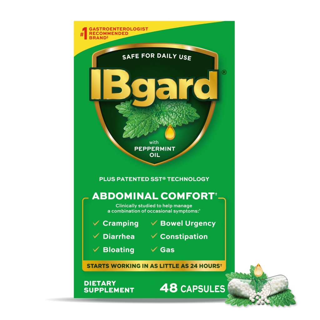 IBgard Gut Health Supliment, capsule de ulei de mentă pentru Confort abdominal, 48 capsule