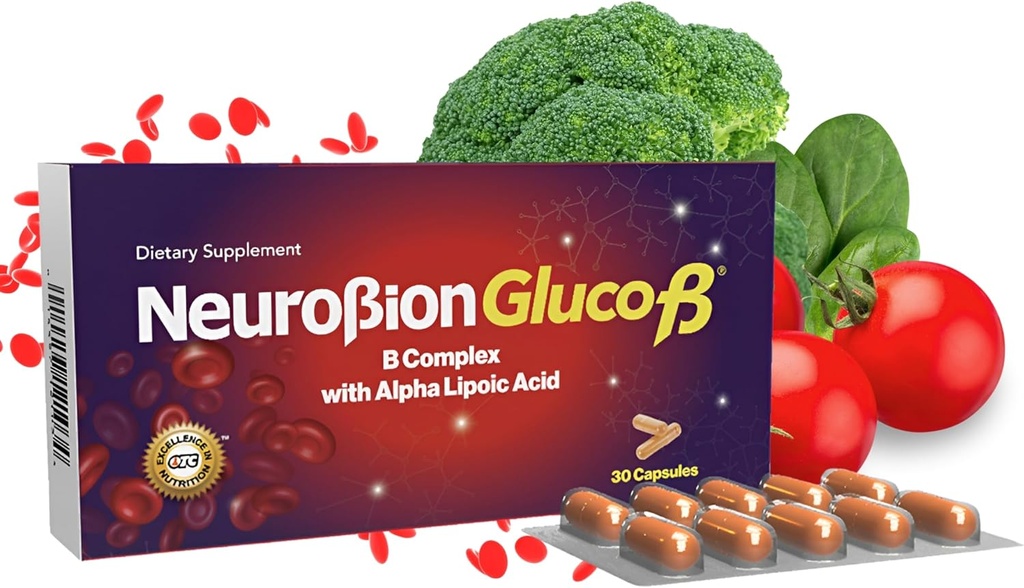 Neurobion Gluco B con Acido Alfa Lipoico Supliment alimentar B Complex cu acid lipoic alfa, Complejo B 30 Capsule