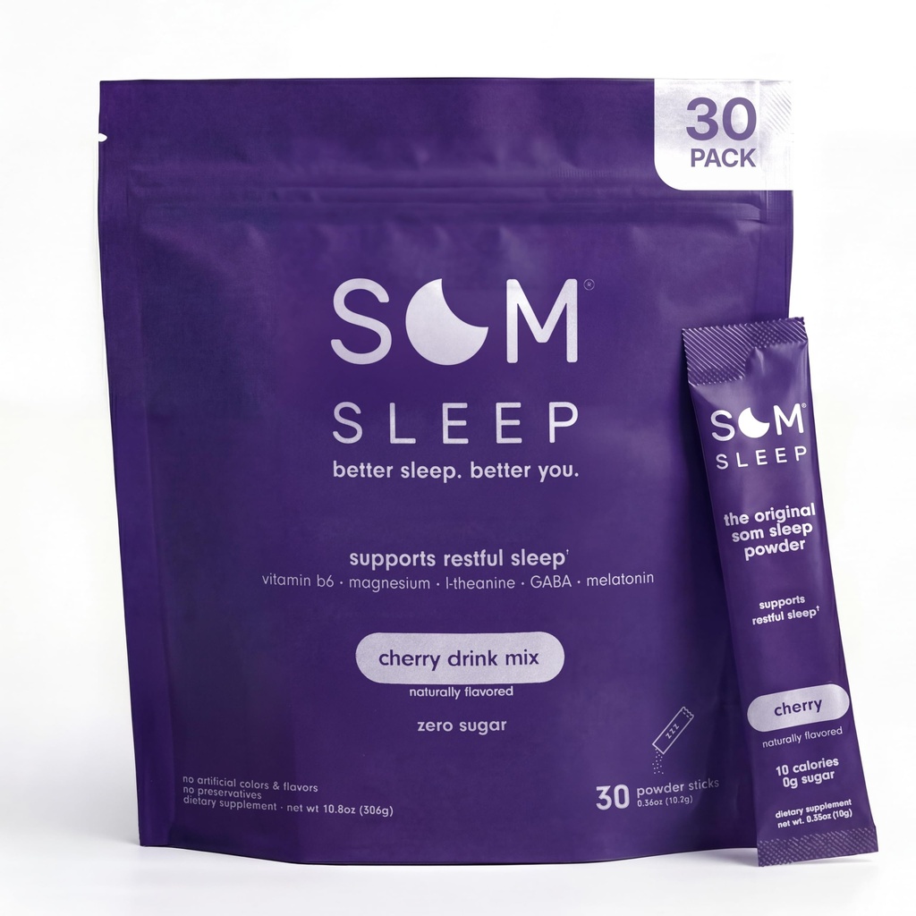 Somn Som, somn Calm Aid Powder Drink Mix, 3mg Melatonină, magneziu, vitamina B6, L-Theanină & GABA 