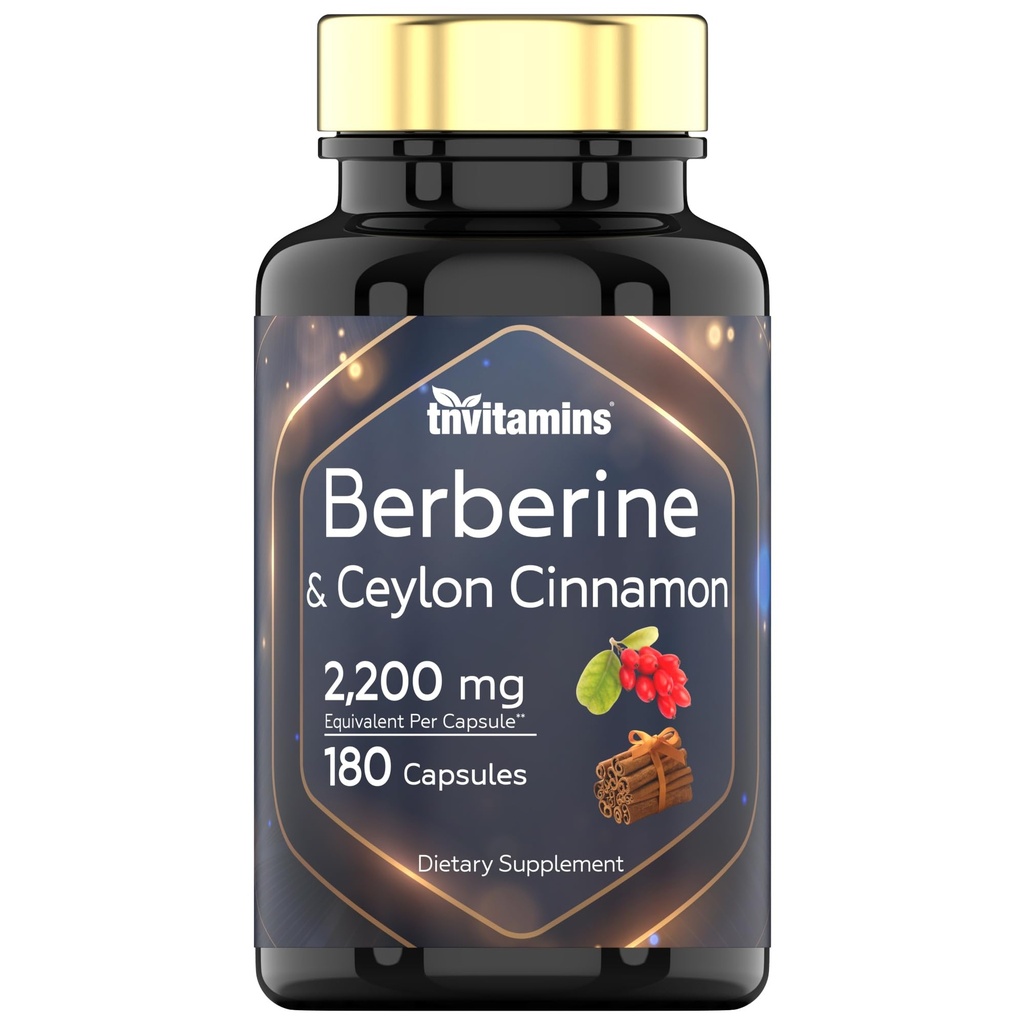 Berberine cu Ceylon Scorțișoară: 2200 mg Per Capsule - 180 Capsule 