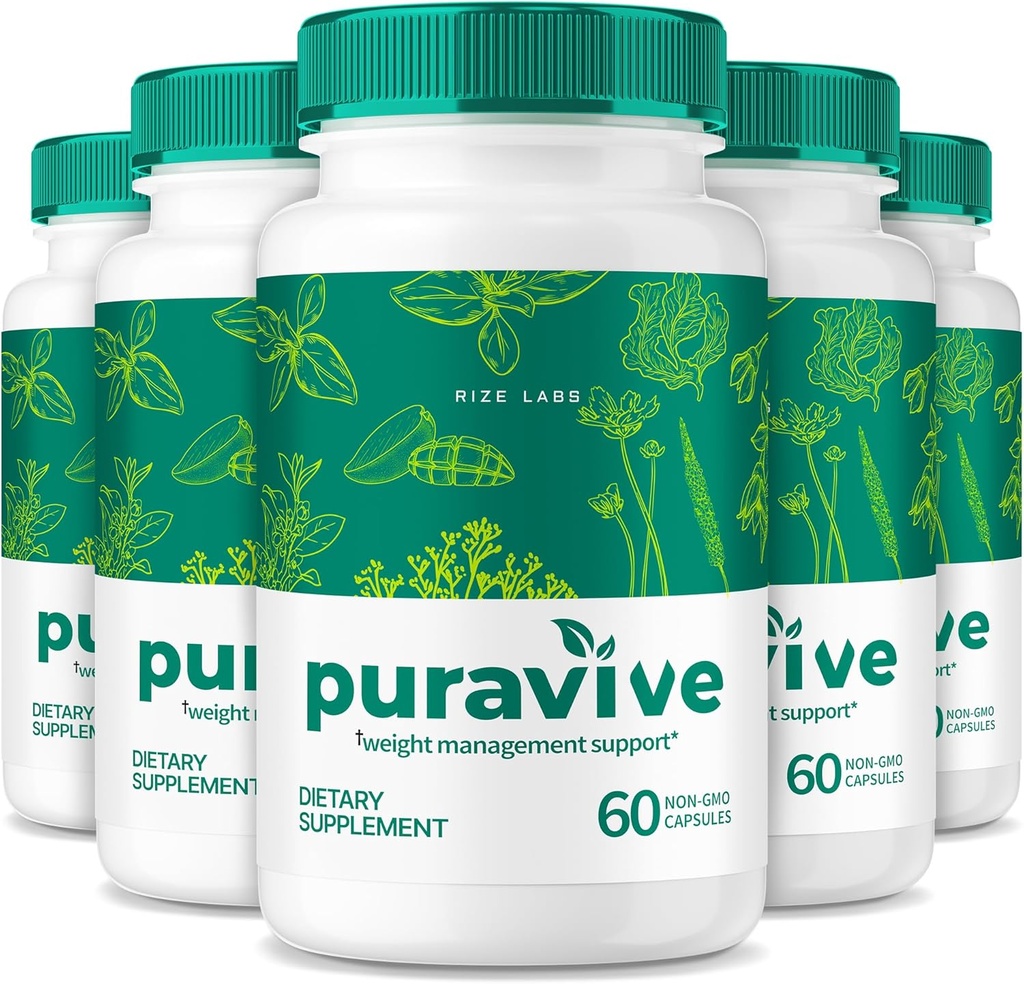 laboratoare de rigoare (Pachet de 5 pastile de sanatate cu greutate Puravive, capsule de orez exotice Recenzii, Niveluri de sustinere a greutatii BAT, Detoxifiere si Curatare, Formula All-Natural usor de inghitit (300 capsule)