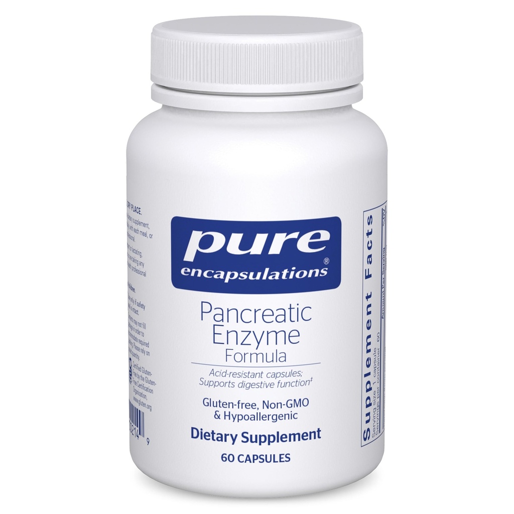 Pure Encapsulations Pancreatic Enzyme Formula - Enzime digestive pentru digestia - Întărește sănătatea gută * - Capsule de livrare vizate - Gluten gratuit și non-GMO - 60 capsule