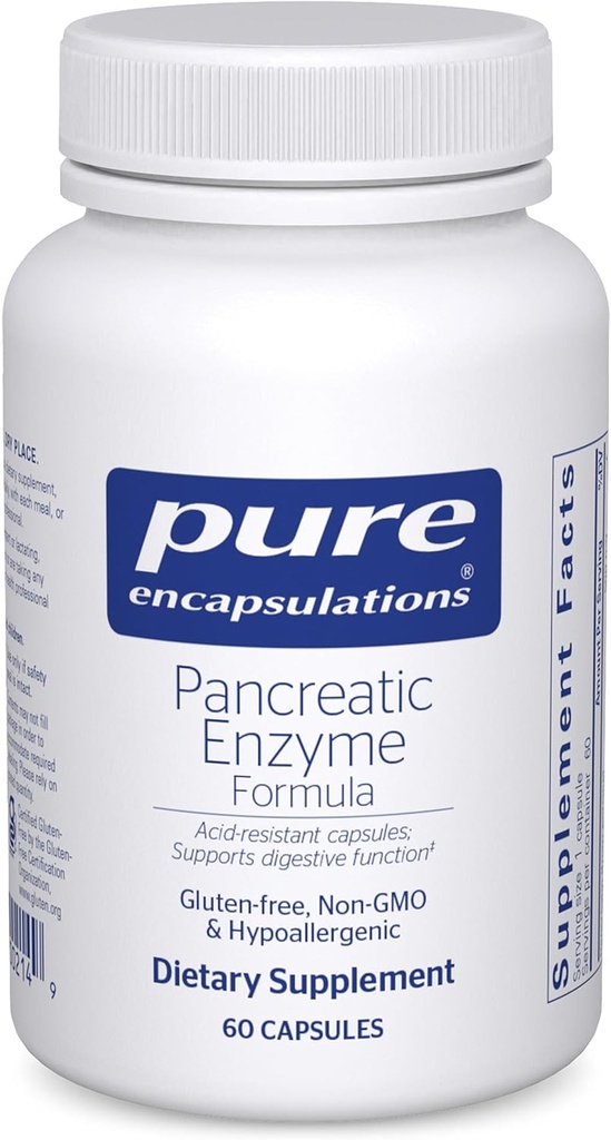 Pure Encapsulations Pancreatic Enzyme Formula - Enzime digestive pentru digestia - Întărește sănătatea gută * - Capsule de livrare vizate - Gluten gratuit și non-GMO - 60 capsule