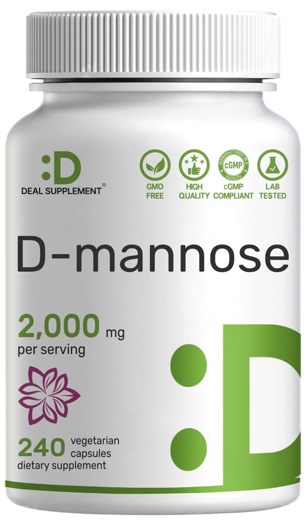 D Manose 500mg Capsule (2.000 mg per servire), 240 Veggie Pastile 