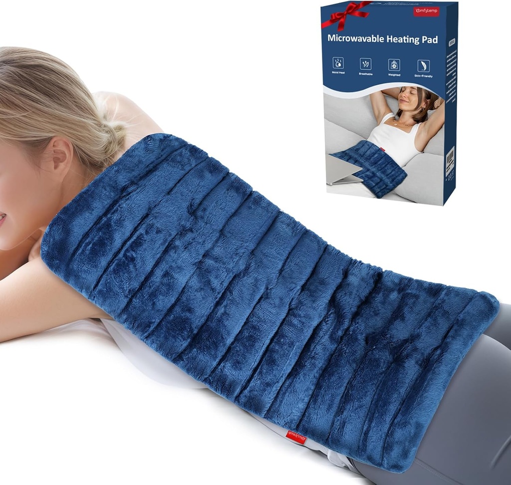 Pad de încălzire foarte mare Microwavabil pentru calmarea durerii de spate, 12"x23" 3.7 LB Pad de căldură umed pentru umăr gât umăr, cramps, Terapie fizică Mamele cadou de zi pentru dureri, articulatii