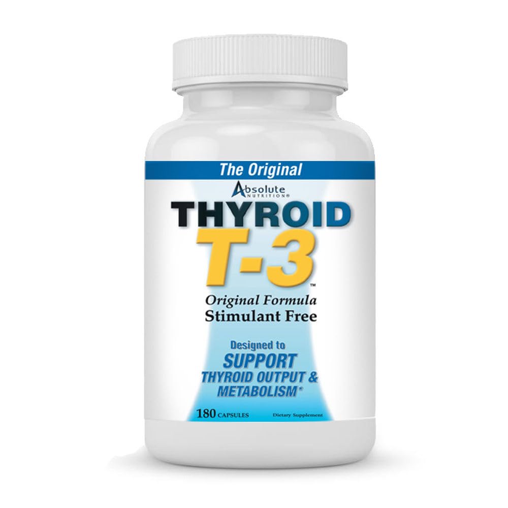 Nutriție absolută Tiroidală T-3 Booster metabolic radical, Energie & Focus Support tiroidian neflavorat Capsule, Booster metabolice naturale, Suport Funcție tiroidiană sănătoasă, 180 capsule