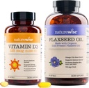 NatureWise Vitamina D3 5000iu (125 mcg) 1 an de aprovizionare pentru functia musculara sanatoasa, si Immunum de sprijin ulei de semințe de in organice Max 720mg ALA 
