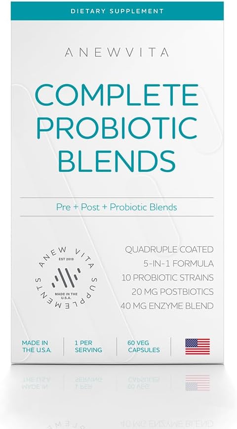 Amestec probiotic complet: 5-in-1 Enzime digestive, zinc, postbiotice, prebiotice și probiotice pentru femei și bărbați, Provitalize pentru femei Digestive & Sanatate Gut 