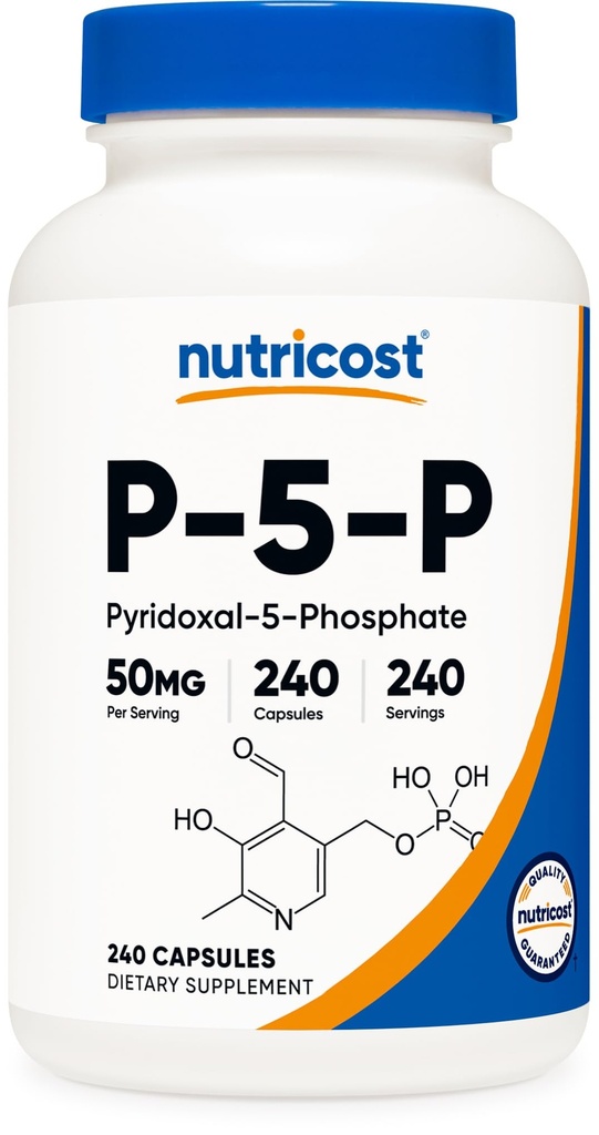 Nutricost P5P Vitamina B6 Supliment 50mg, 240 capsule (Pyridoxal-5-Fosfat) - Vegetarian prietenos, non-GMO, gluten gratuit