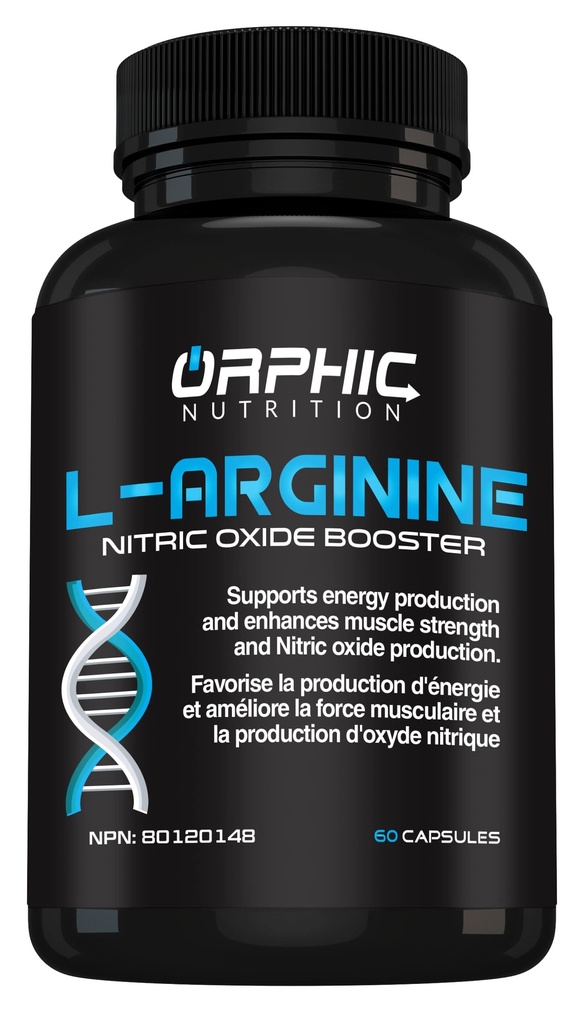 NUTRIŢIE ORPHIC L Arginină Supliment pentru bărbaţi 1000mg+ - 60 capsule - L Citrulină şi oxid nitric Supliment pentru susţinerea sănătăţii musculare, exerciţii de rezistenţă, vascularitate, Heart Health, Nivele energetice